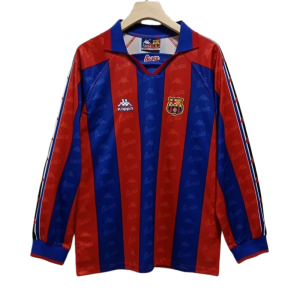 96-97 Barcelona Retro Home  Long Sleeve Soccer Shirt