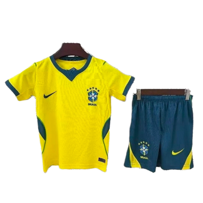 Brazil 2026 World Cup Home Kids Short Sleeve Kit & Jersey + Shorts Fan Version