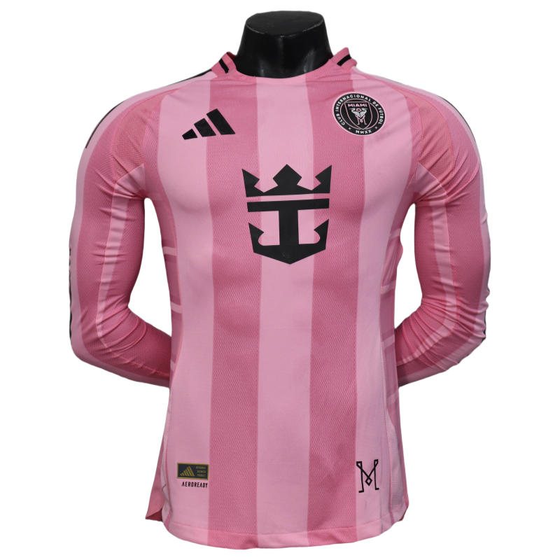 Inter Miami CF Home Pink Soccer Jersey Player Version Shirt Long sleeve 2025-26 - Image 4