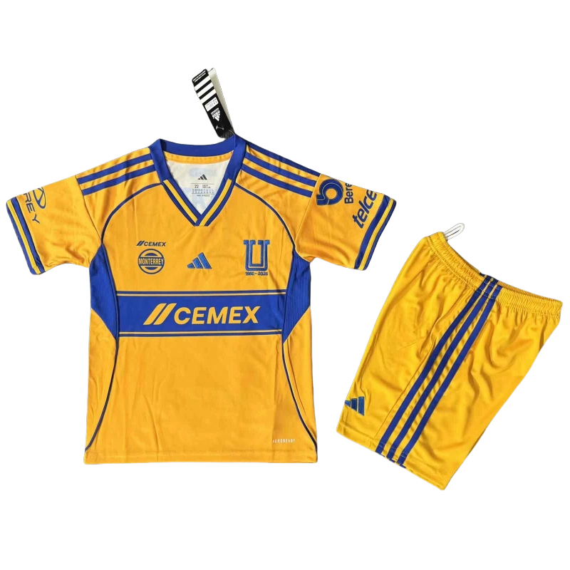 Tigres UANL Soccer Jersey Home Kids Kit Jersey+Shorts 2025-26 - Image 4