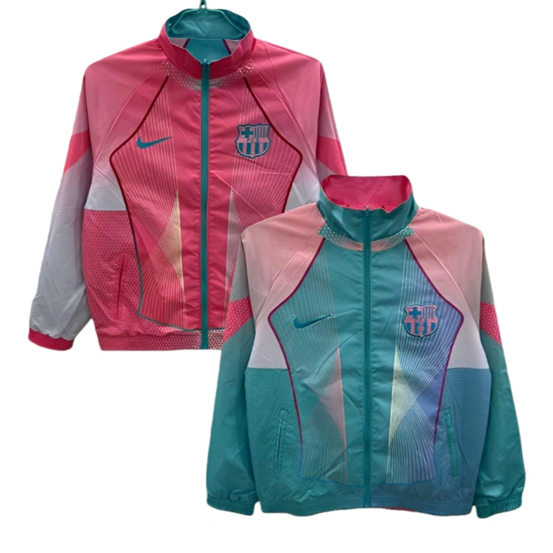 25-26 Barcelona Pink&Blue Training Windbreaker Double-Sided Jackets - Image 4