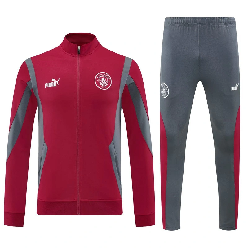 25-26 Manchester City Red Football Tracksuits Long Jacket Suits - Image 4