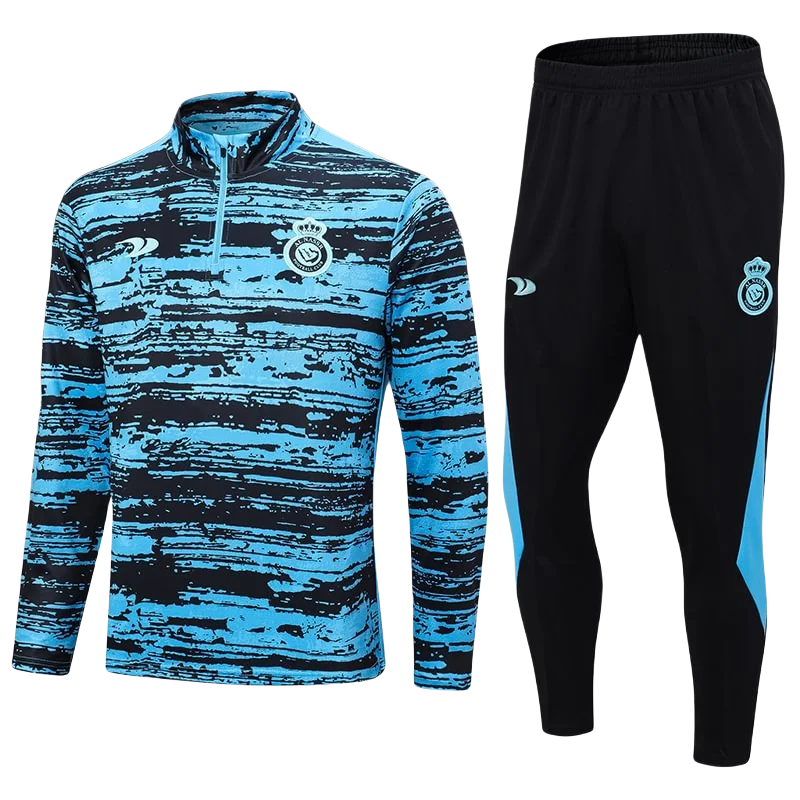 2024/2025 Al-Nassr Half-Pull Training Suit Blue Black Football Shirt - Image 4