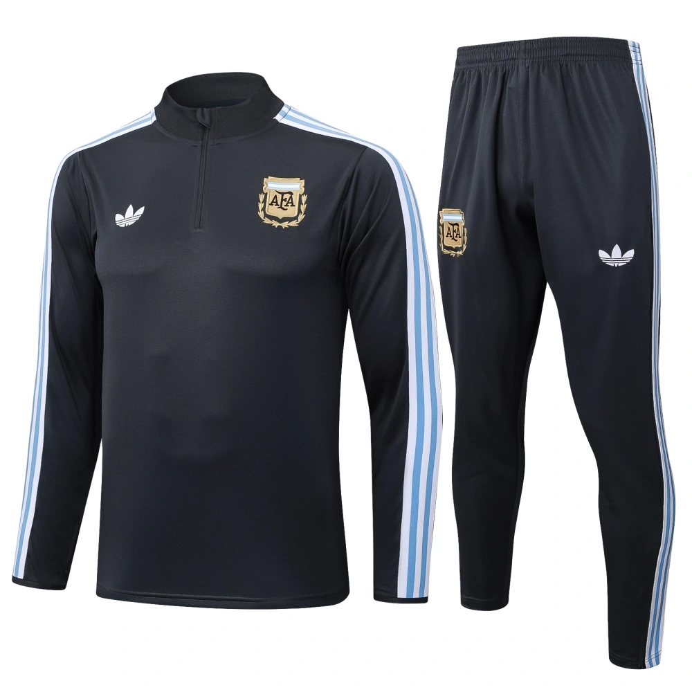 2025-26 Argentina Football jersey Training Kit (Sweatshirt+Pants) Deep Grey - Image 4