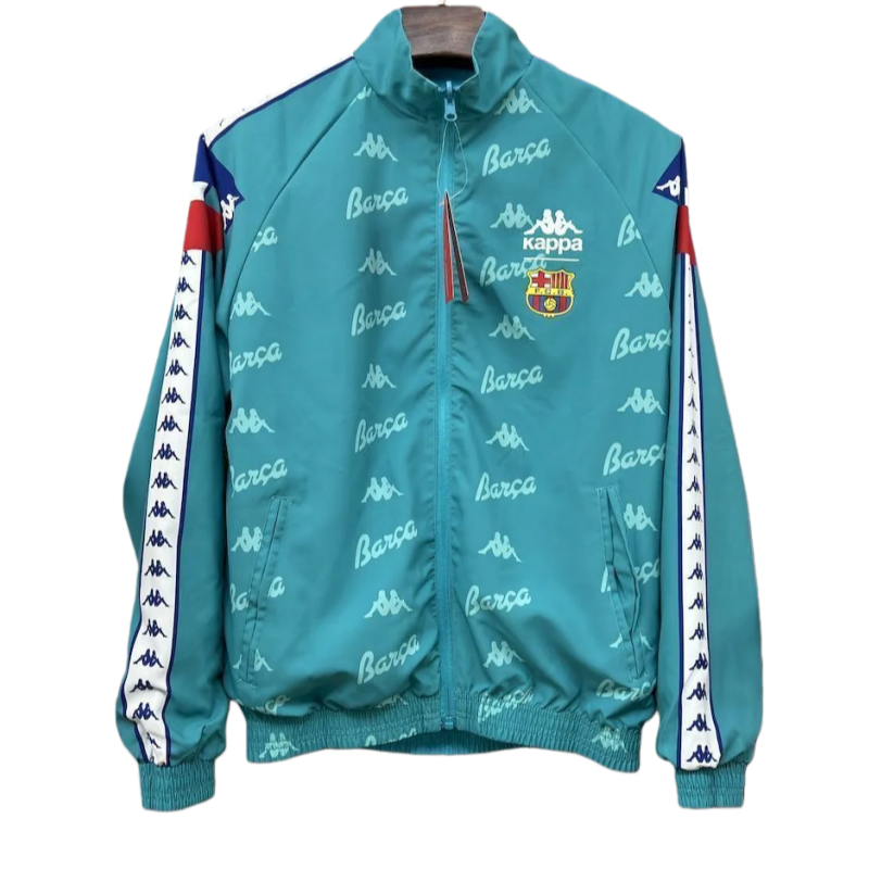 2025-26 Barcelona Retro Training Reversible Double-Sides Windbreaker Jacket Green&Blue - Image 4