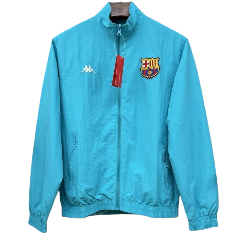 2025-26 Barcelona Retro Training Reversible Double-Sides Windbreaker Jacket Green&Blue - Image 5
