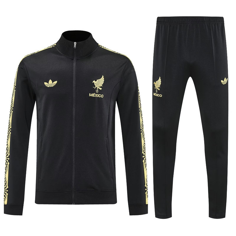 2025 Mexico Football jersey Training Kit (jacket+Pants) Black - Image 4