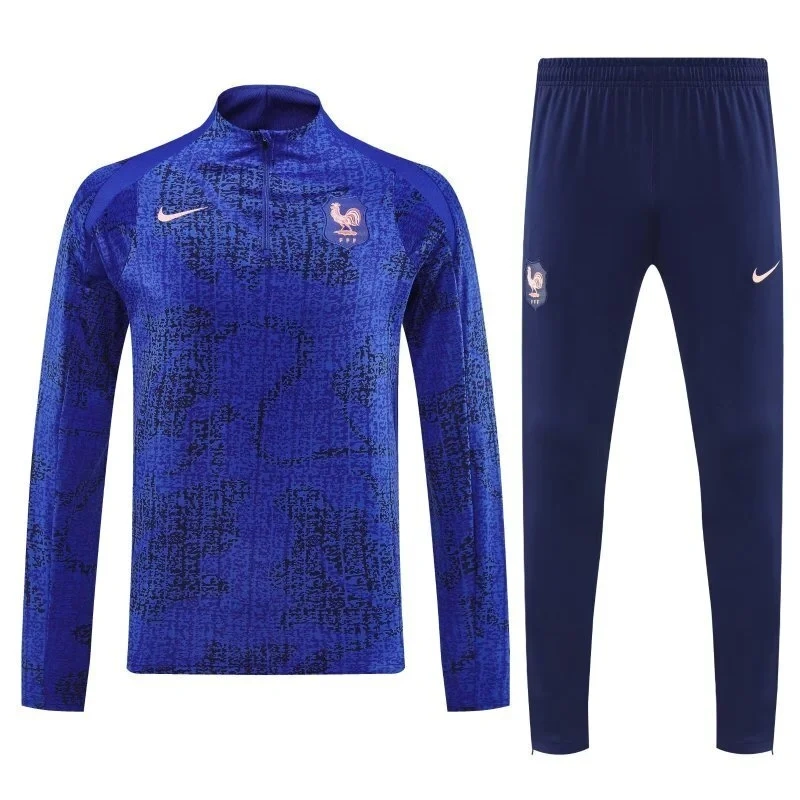 2026 France World cup Training Kit (Sweatshirt +Pants) Blue - Image 4