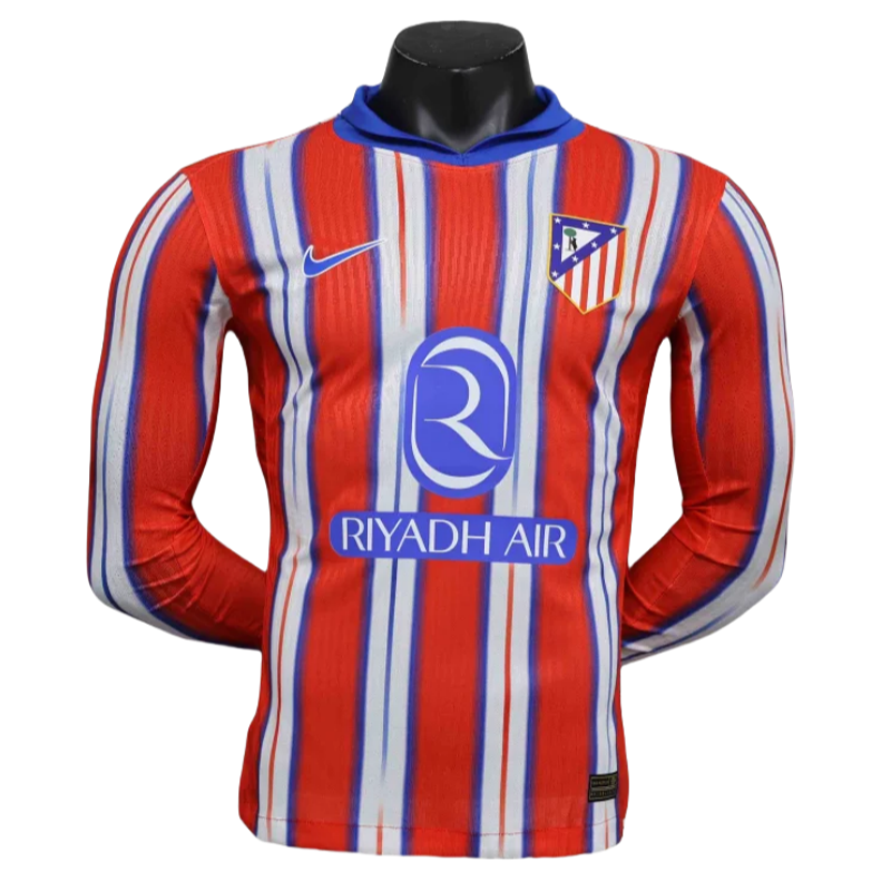 24-25 Atletico Madrid Home Long Sleeve Kit Player Version Shirt - Image 4