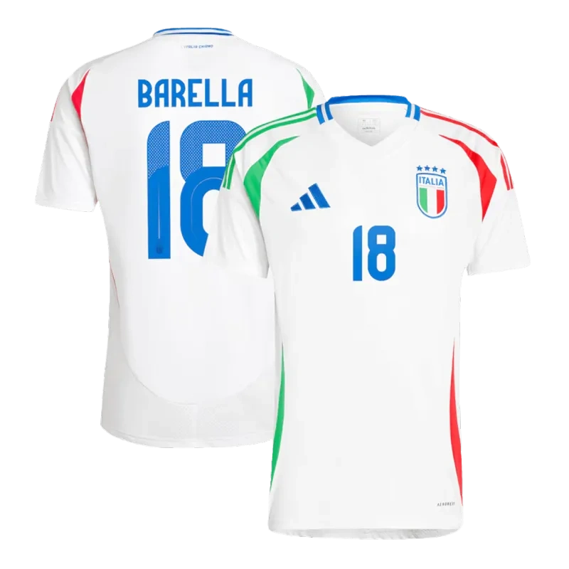 Italy Away Jersey BARELLA #18 CHIESA #14 DIMARCO #3 EURO 2024