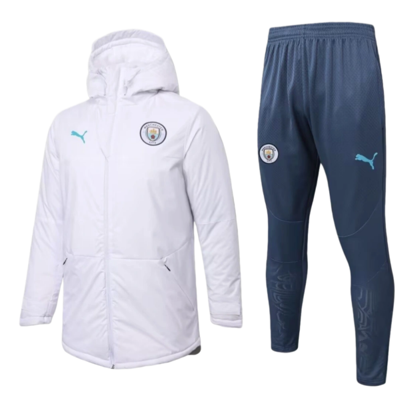 Manchester City Cotton Hoodie coat With Pants Sky Blue White