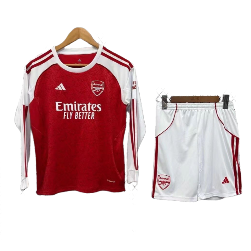 Arsenal 2025-26 Custom Home Long Sleeve Kids Football Kit & Jersey