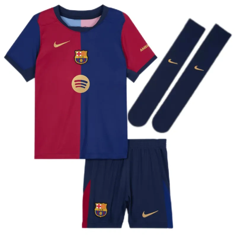 2024/25 Kids Barcelona Home Full Kit(Jersey+Shorts+Socks)  - Spotify Logo Without Text