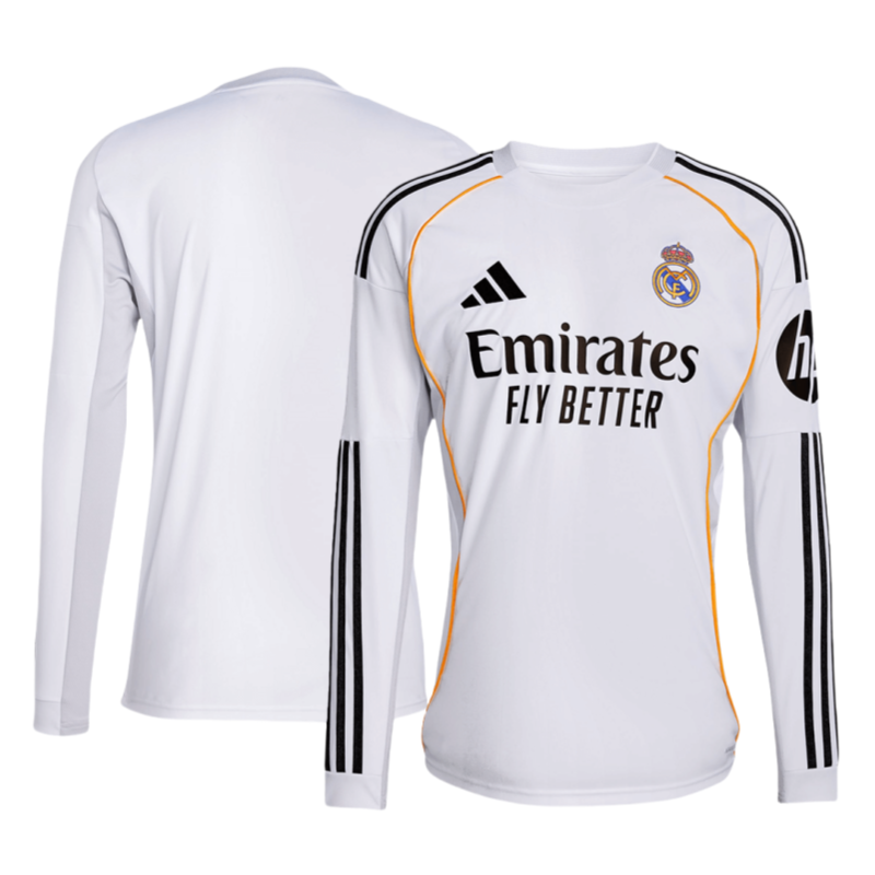 Real Madrid Long Sleeve Jersey Home Football Shirt 2025-26 Fan version